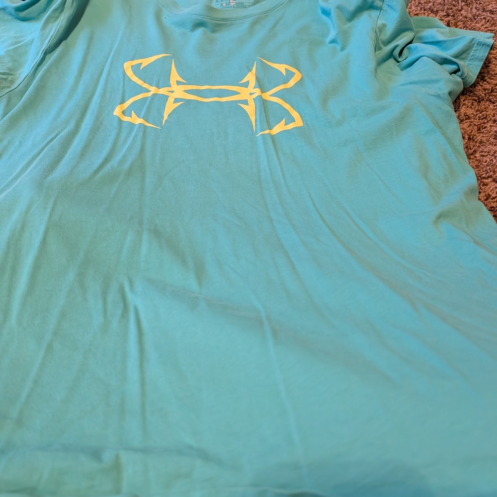 Under Armour Aqua Shirt with Bright Yellow Emblem